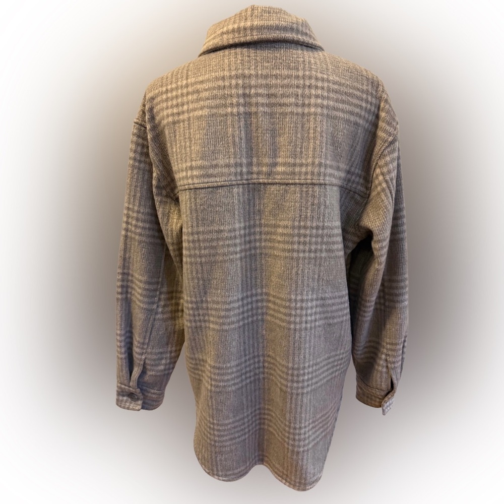 Joie Neutral Plaid Shacket, Size L - Picture 5 of 8